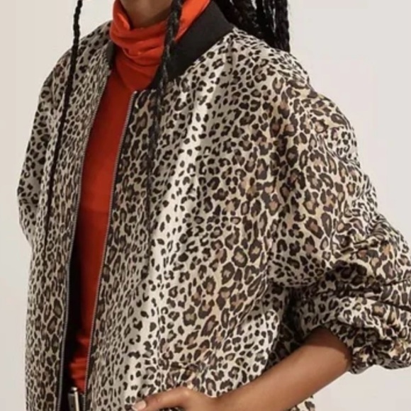 NWT Anthropologie Leopard Print Full Zip  Bomber Jacket SZ  XL - Picture 3 of 15